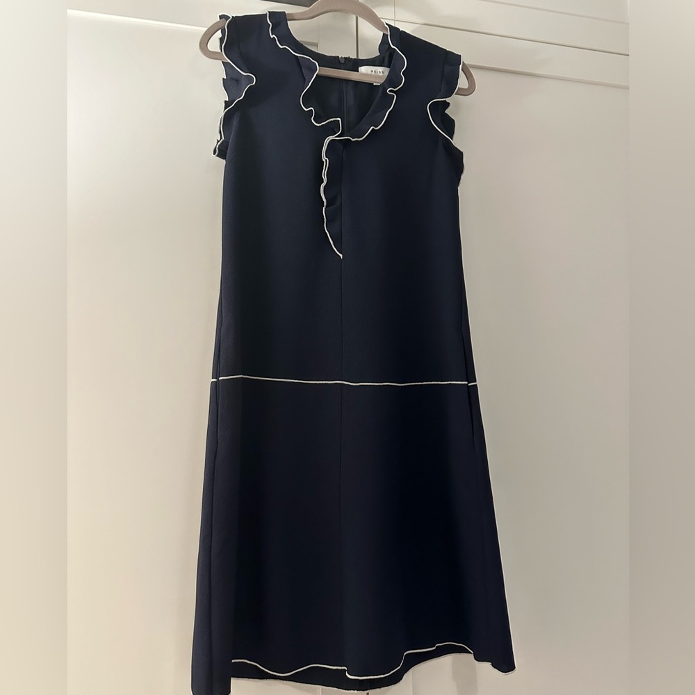 Reiss Vivienne Dress size 2 color navy with frill -brandnew